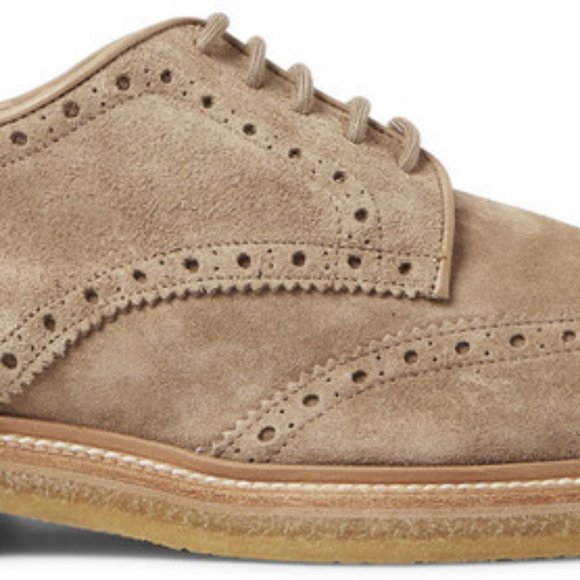 NIB Burberry Suede Wingtip Brogues Tan Suede Brogues 41 Made in Italy - Picture 2 of 8